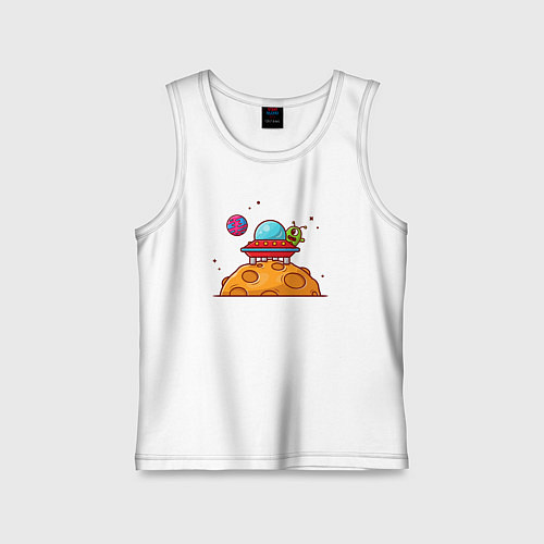 Детская майка Инопланетянин на луне / Белый – фото 1