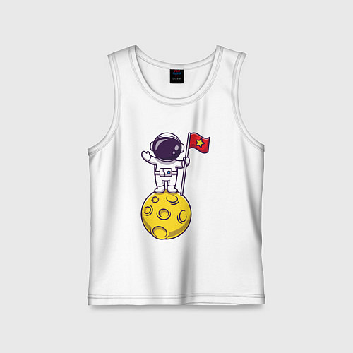 Детская майка Космонавтик на луне / Белый – фото 1