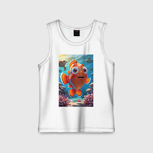 Детская майка Рыбка клоун плавает с черепахами / Белый – фото 1