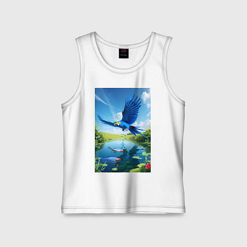 Детская майка Попугай ловит рыбу / Белый – фото 1