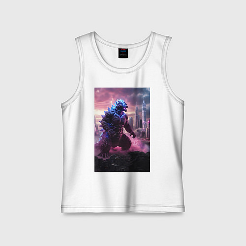 Детская майка Годзилла посреди мегаполиса / Белый – фото 1