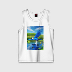 Майка детская хлопок Попугай ловит рыбу, цвет: белый