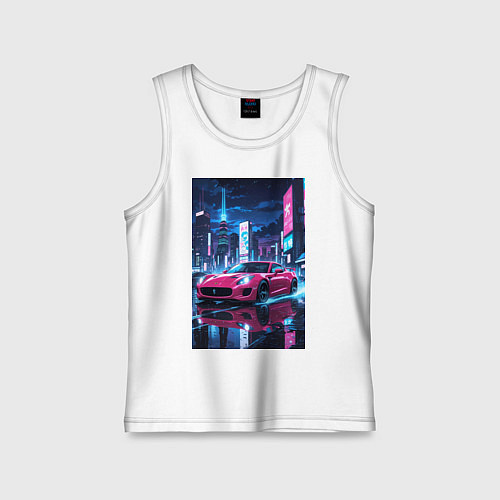 Детская майка Вишневый спорткар по мокрой дороге / Белый – фото 1