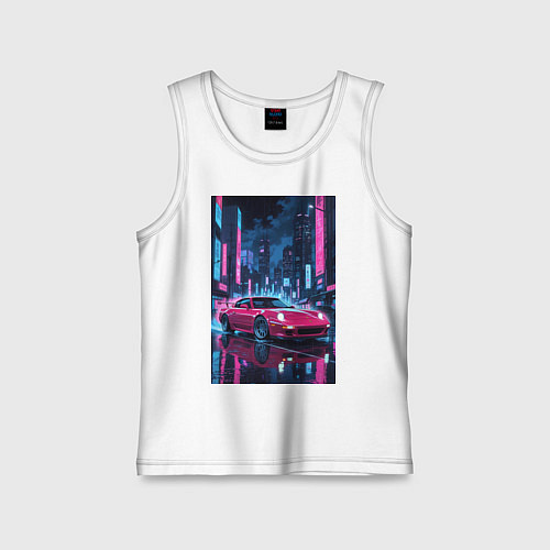 Детская майка Вишневый спорткар по мокрой дороге / Белый – фото 1