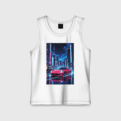 Детская майка Вишневый спорткар по мокрой дороге / Белый – фото 1