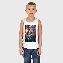 Майка детская хлопок Прекрасная эльфийка-маг с шаром огня, цвет: белый — фото 2