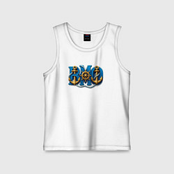 Майка детская хлопок ВМФ штурвал и якорь, цвет: белый