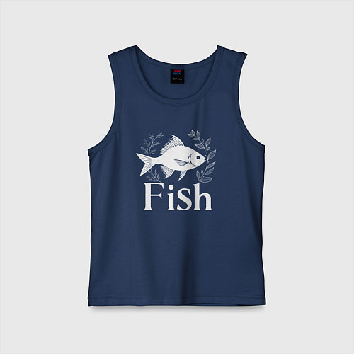 Детская майка Рыба в листьях / Тёмно-синий – фото 1