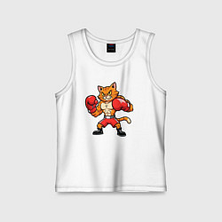 Майка детская хлопок Кошак боксер, цвет: белый