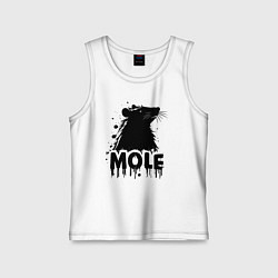 Майка детская хлопок Крот в черных каплях, цвет: белый