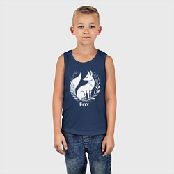 Майка детская хлопок Лисий герб с венком, цвет: тёмно-синий — фото 2