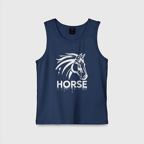 Детская майка Лошадь белой краской / Тёмно-синий – фото 1