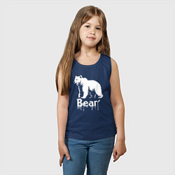 Майка детская хлопок Белый медведь краской, цвет: тёмно-синий — фото 2
