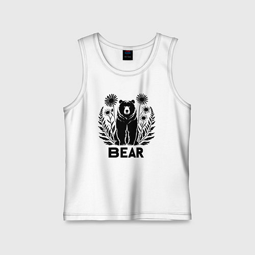 Детская майка Медведь среди цветов / Белый – фото 1