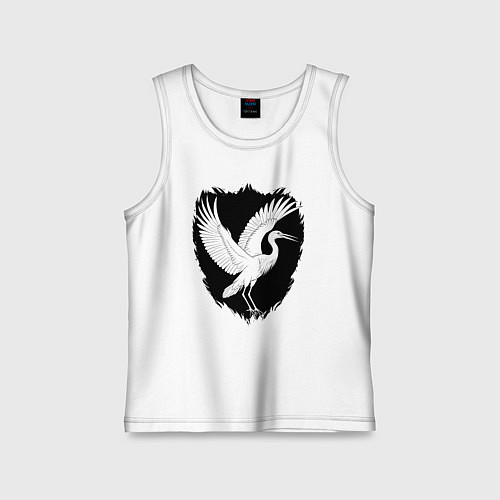 Детская майка Аист на черном щите / Белый – фото 1