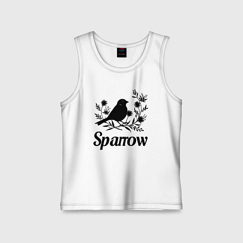Детская майка Воробей среди цветов / Белый – фото 1