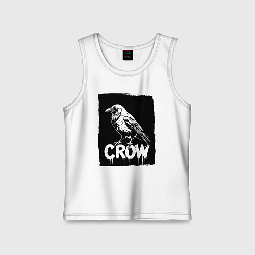 Детская майка Ворона в черном штрихе / Белый – фото 1