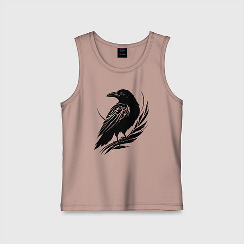 Детская майка Ворон на ветке / Пыльно-розовый – фото 1