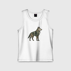 Майка детская хлопок Геометрический волк, цвет: белый