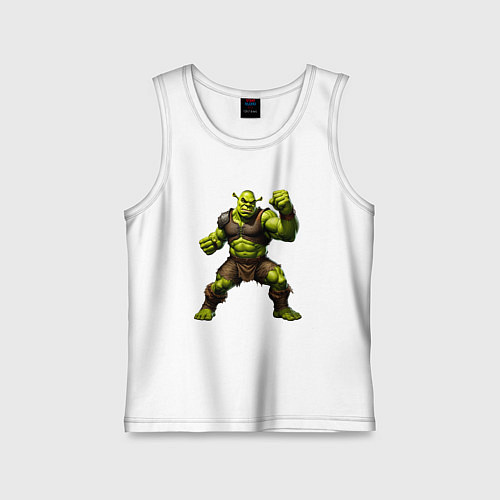 Детская майка Гибрид Шрека и Халка замахивается для удара / Белый – фото 1