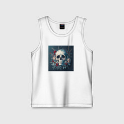 Майка детская хлопок Зимний череп, цвет: белый