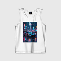 Майка детская хлопок Вечерняя поедка по городу, цвет: белый