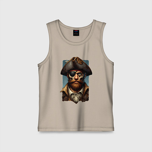 Детская майка Одноглазый пират Йо-хо-хо и бутылка рома / Миндальный – фото 1