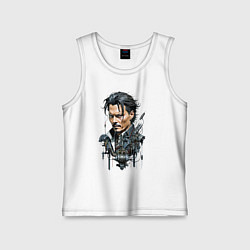 Майка детская хлопок Cyborg Johnny Depp, цвет: белый