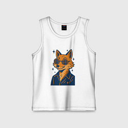 Майка детская хлопок Лиса в очках, цвет: белый