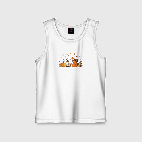 Детская майка Лиса с тыквами и фонарём / Белый – фото 1