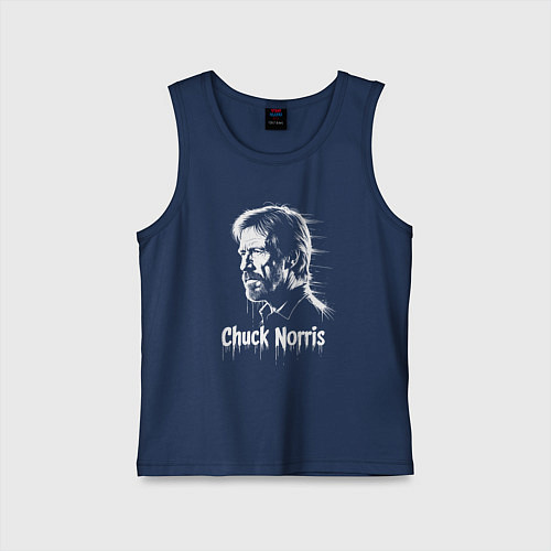 Детская майка Чак Норрис в краске художественный портрет / Тёмно-синий – фото 1