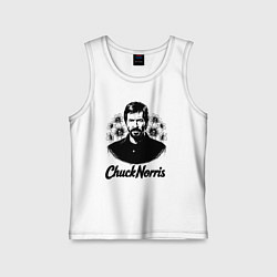 Майка детская хлопок Чак Норрис в цветах, цвет: белый