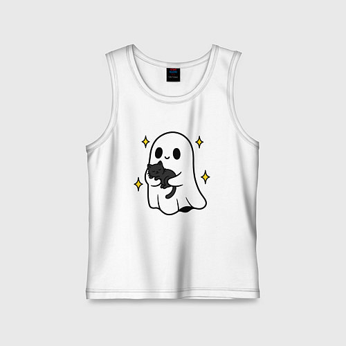 Детская майка Призрак с котиком / Белый – фото 1