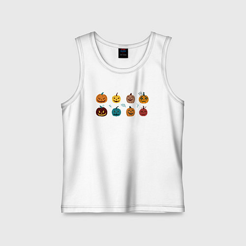 Детская майка Разноцветные тыквы Джека на Хэллоуин / Белый – фото 1