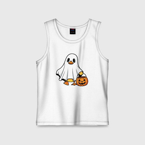 Детская майка Утенок в костюме приведения - Хэллоуин / Белый – фото 1