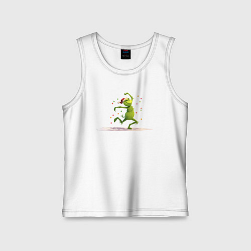 Детская майка Гринч с новогодними шариками / Белый – фото 1