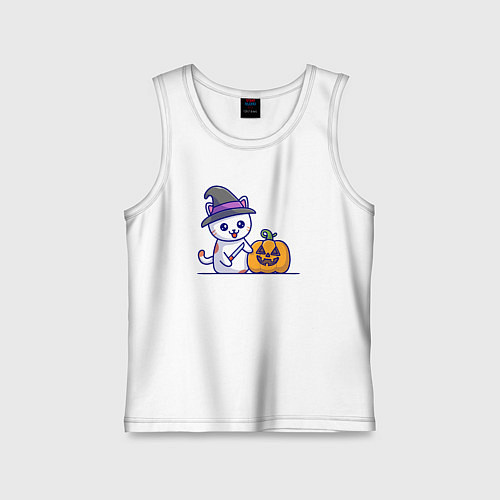 Детская майка Cat pumpkin / Белый – фото 1