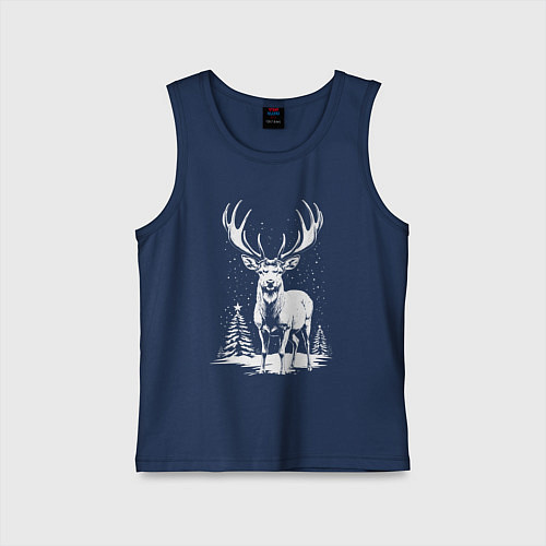 Детская майка Зимний олень / Тёмно-синий – фото 1