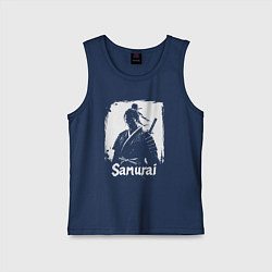 Майка детская хлопок Портрет самурая, цвет: тёмно-синий