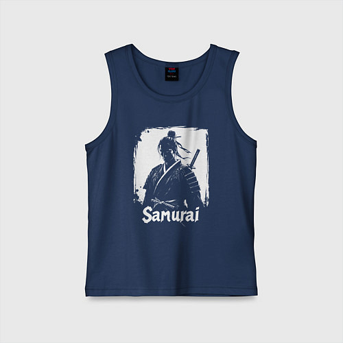 Детская майка Портрет самурая / Тёмно-синий – фото 1