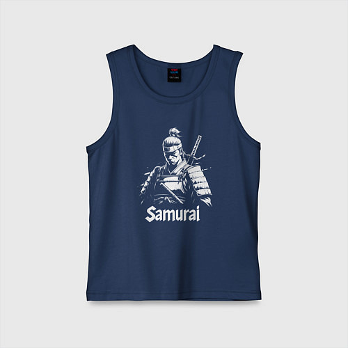 Детская майка Белый самурай / Тёмно-синий – фото 1