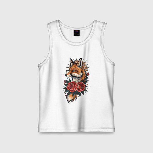 Детская майка Татуировка лисы с розами / Белый – фото 1