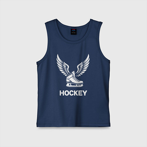 Детская майка Крылатый хоккейный конек / Тёмно-синий – фото 1
