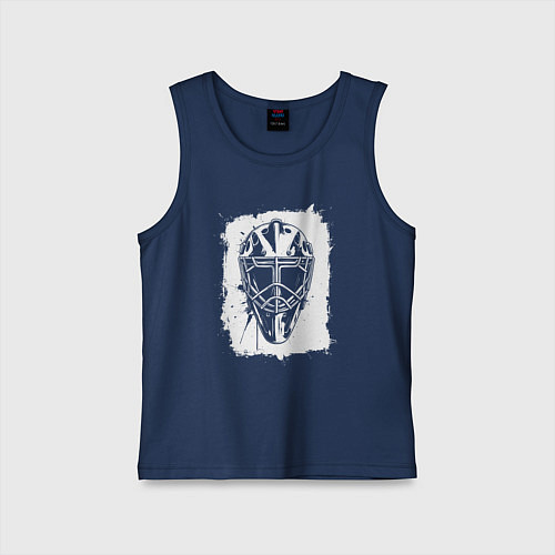 Детская майка Вратарская маска в белом квадрате / Тёмно-синий – фото 1