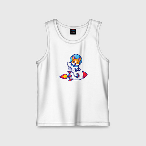 Детская майка Собачка на ракете / Белый – фото 1