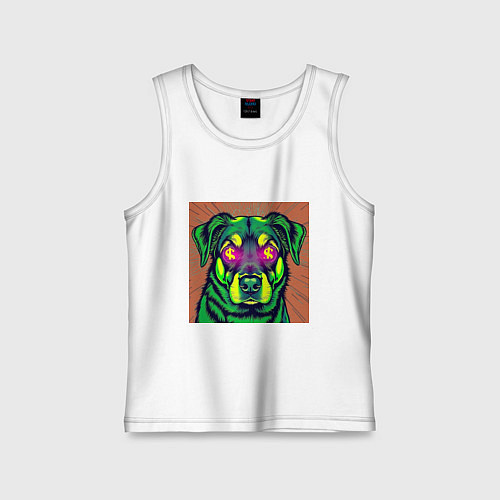 Детская майка Пёс с долларами в глазах: поп-арт в неоновом стиле / Белый – фото 1