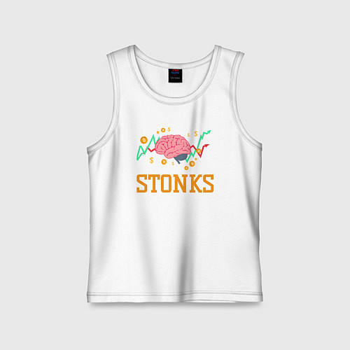 Детская майка Stonks brain / Белый – фото 1
