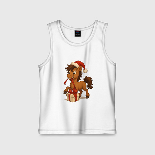 Детская майка Лошадка распаковывает подарок / Белый – фото 1