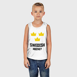 Майка детская хлопок Swedish Hockey, цвет: белый — фото 2