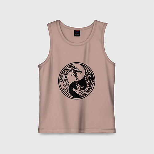 Детская майка Два дракона Инь Янь / Пыльно-розовый – фото 1